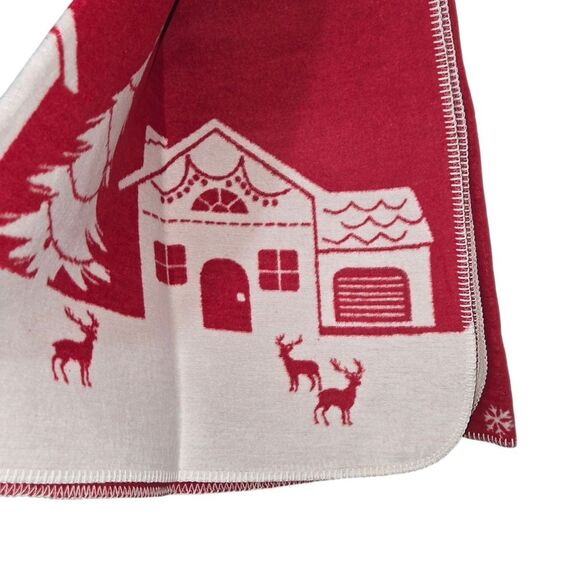 Docofil Reversible Ivory Red Snowflakes Throw Blanket 51x67 Made in Portugal - Picture 11 of 15